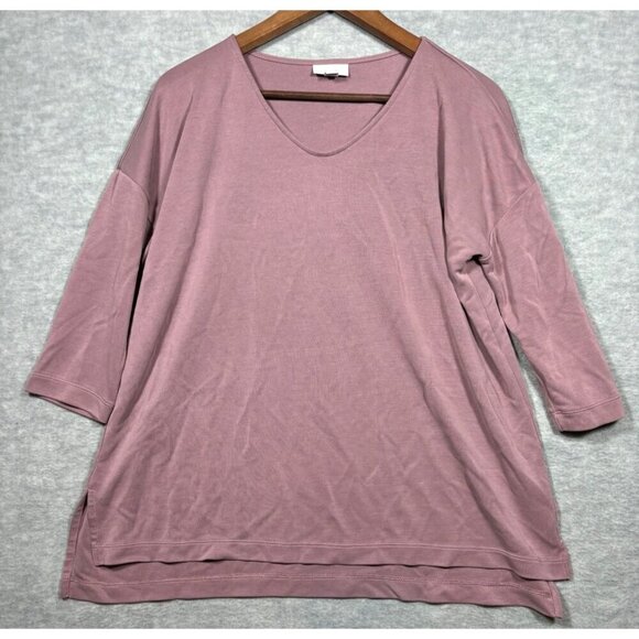 Pure J Jill Mauve V-Neck Tunic 3/4 Sleeves M Soft Casual Minimal - Picture 1 of 4